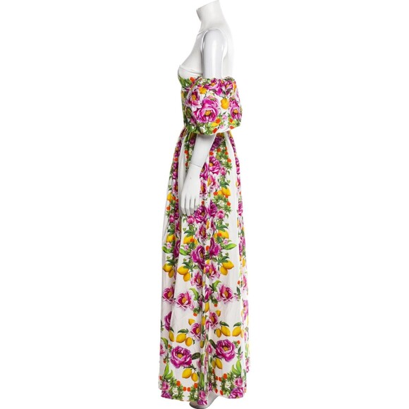 NWT. $1K BORGO DE NOR Pink Juliet Floral Print Off-shoulder Dress SZ 12 white - Picture 9 of 10